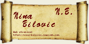 Nina Bilović vizit kartica